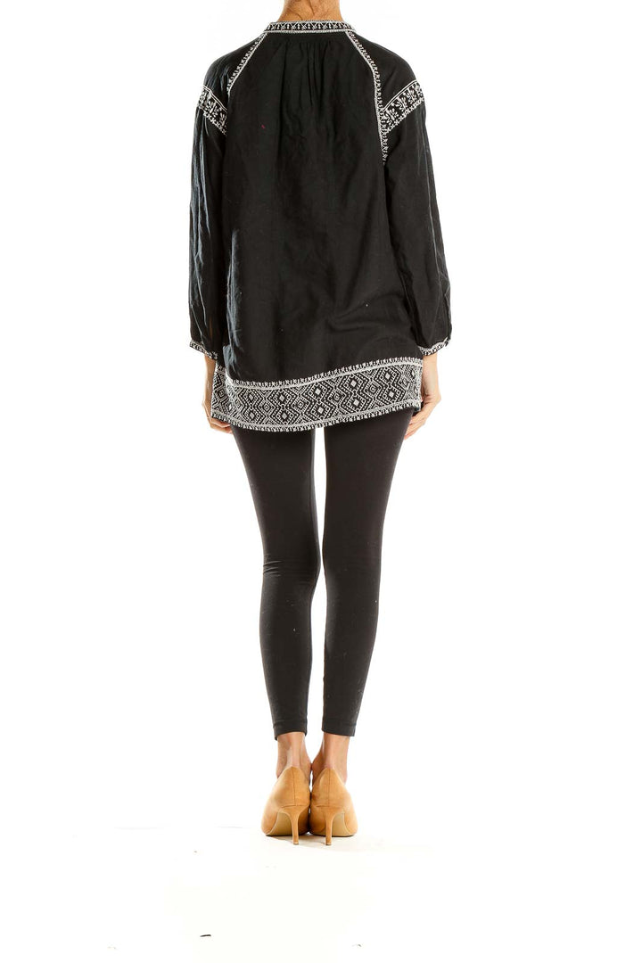 Black Embroidered Bohemian Tunic