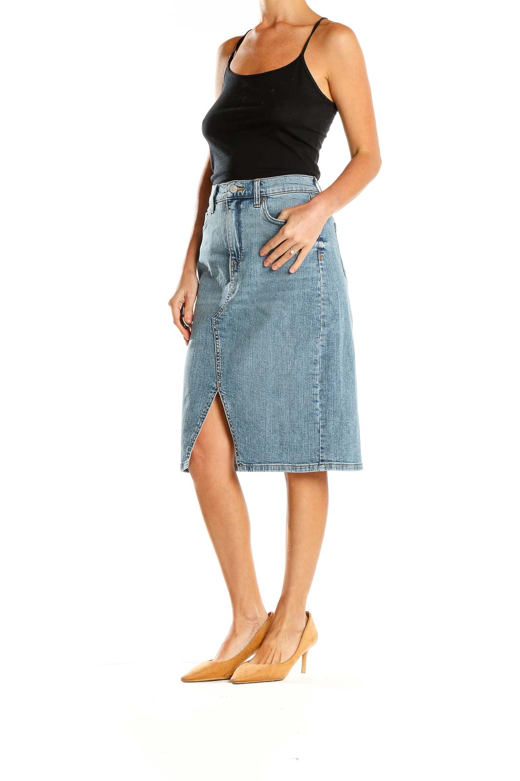 Blue Denim Pencil Skirt