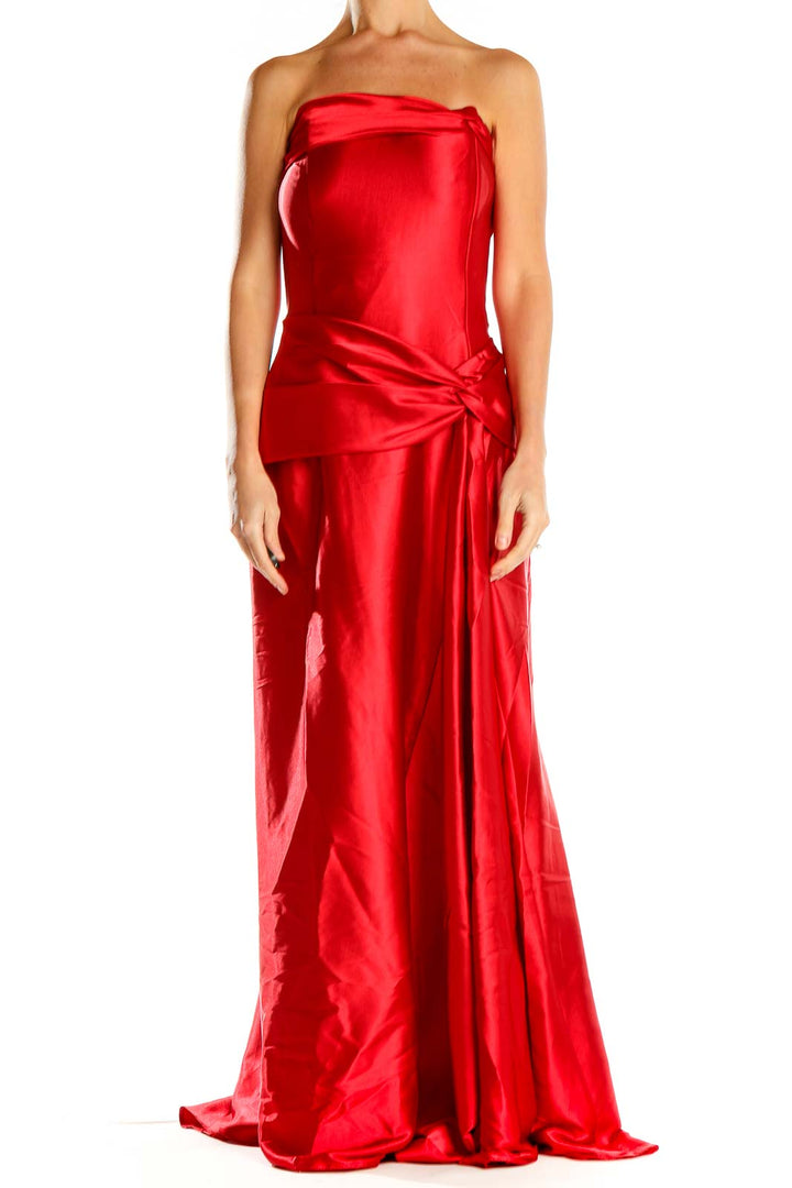 Red Formal Strapless Column Dress