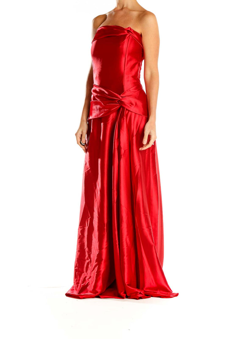 Red Formal Strapless Column Dress