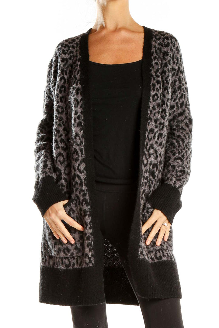 Gray Animal Print Cardigan