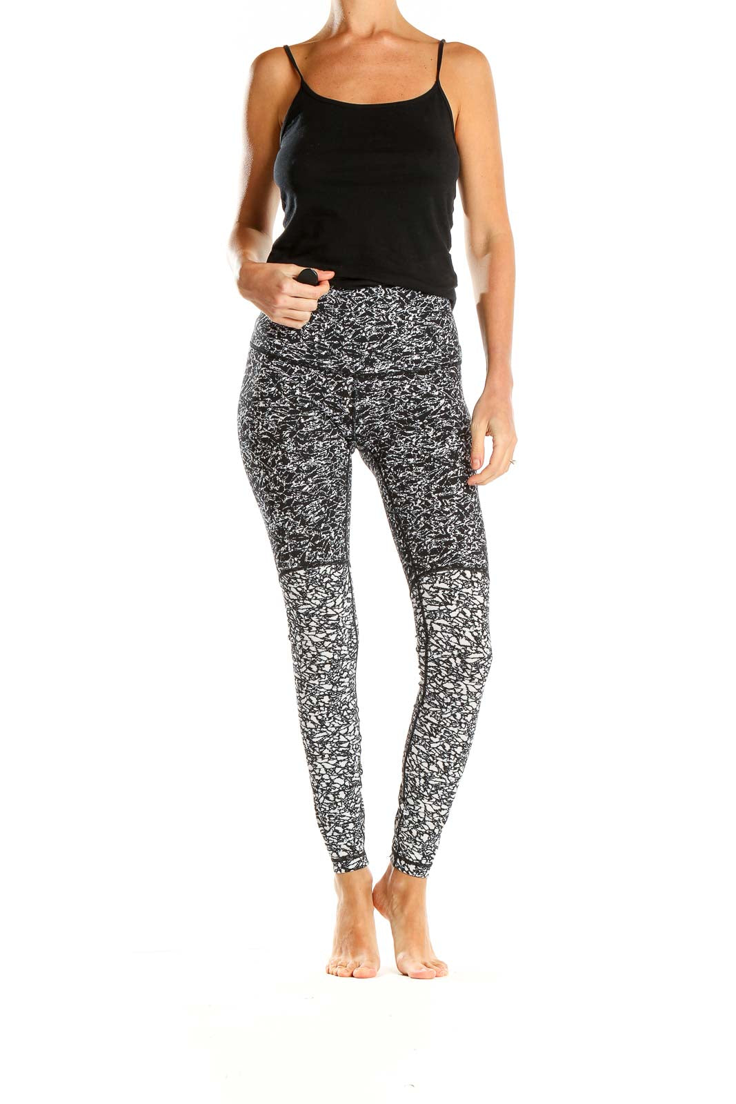 Black Printed Activewear Leggings