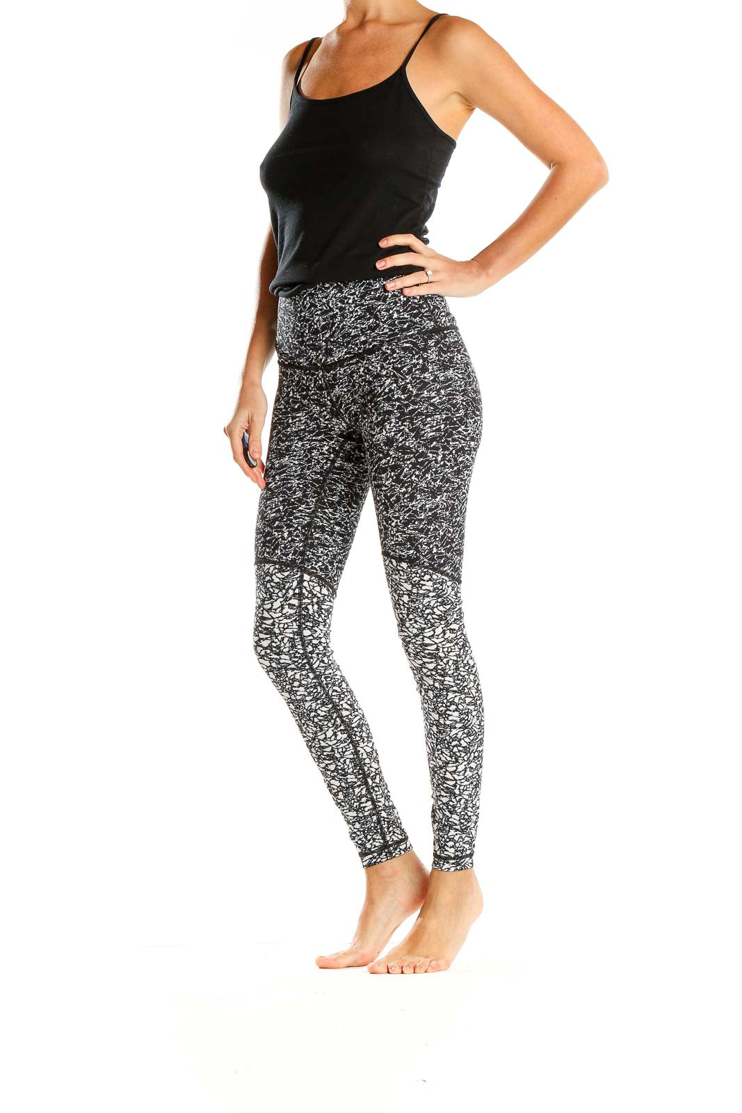 Black Printed Activewear Leggings