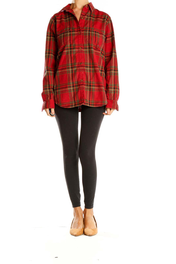 Red Plaid Casual Shirt