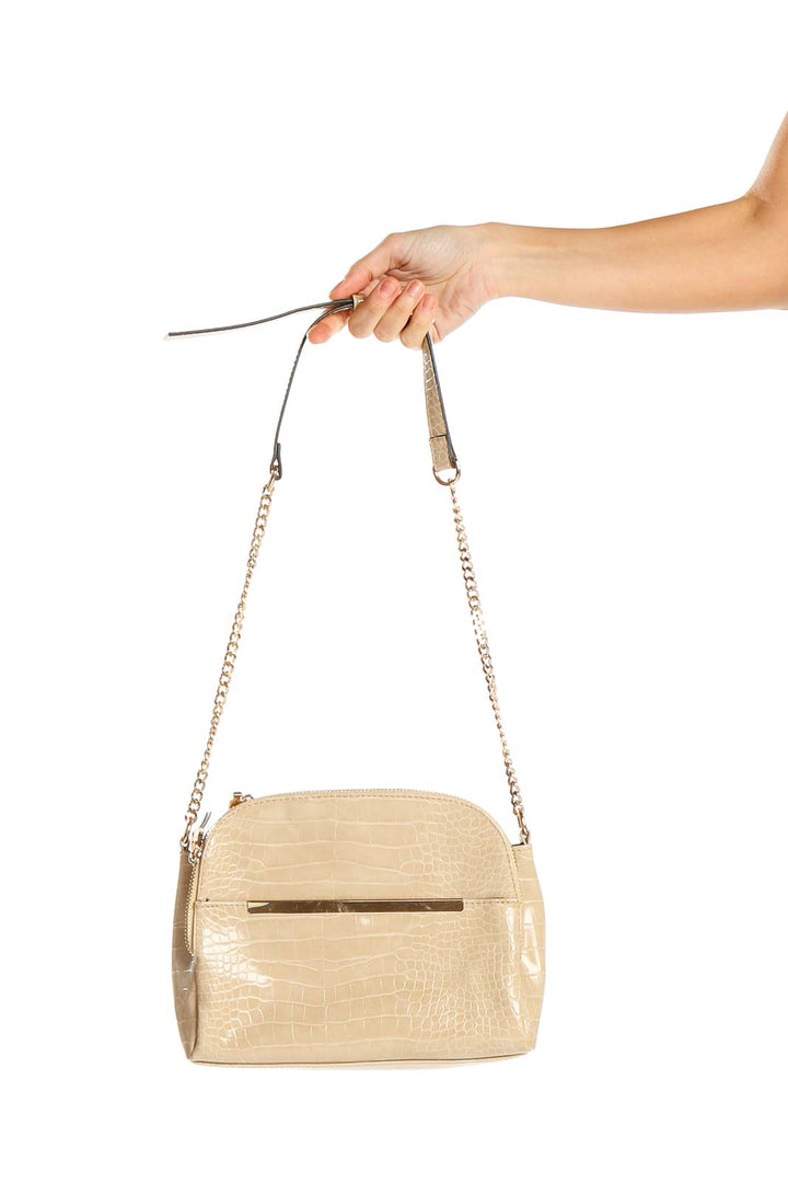 Beige Animal Print Embossed Bag