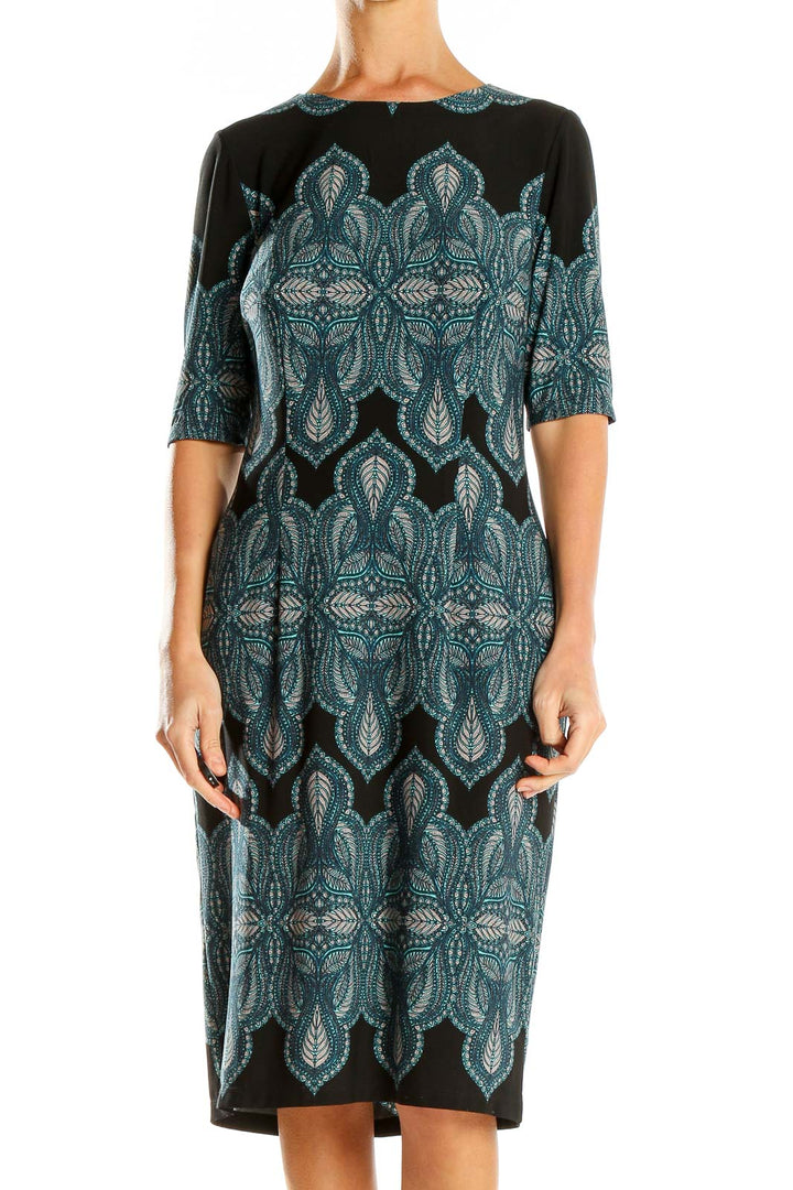 Blue Printed Bohemian Sheath Dress