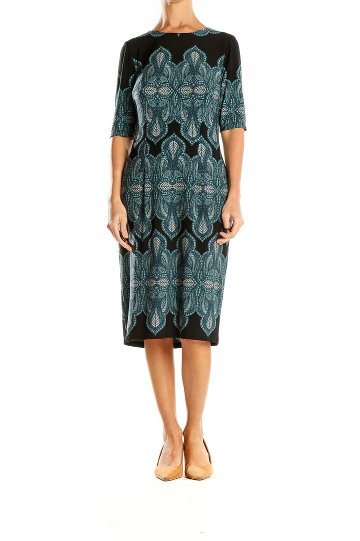 Blue Printed Bohemian Sheath Dress