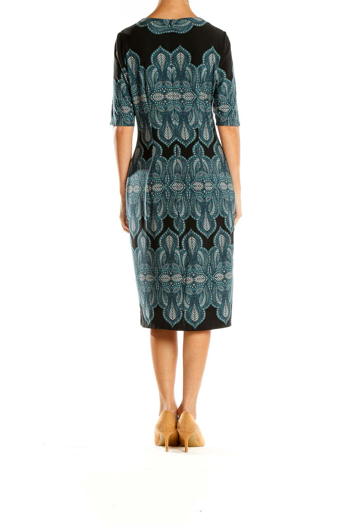 Blue Printed Bohemian Sheath Dress