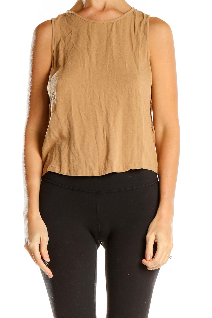 Brown Casual Tank Top