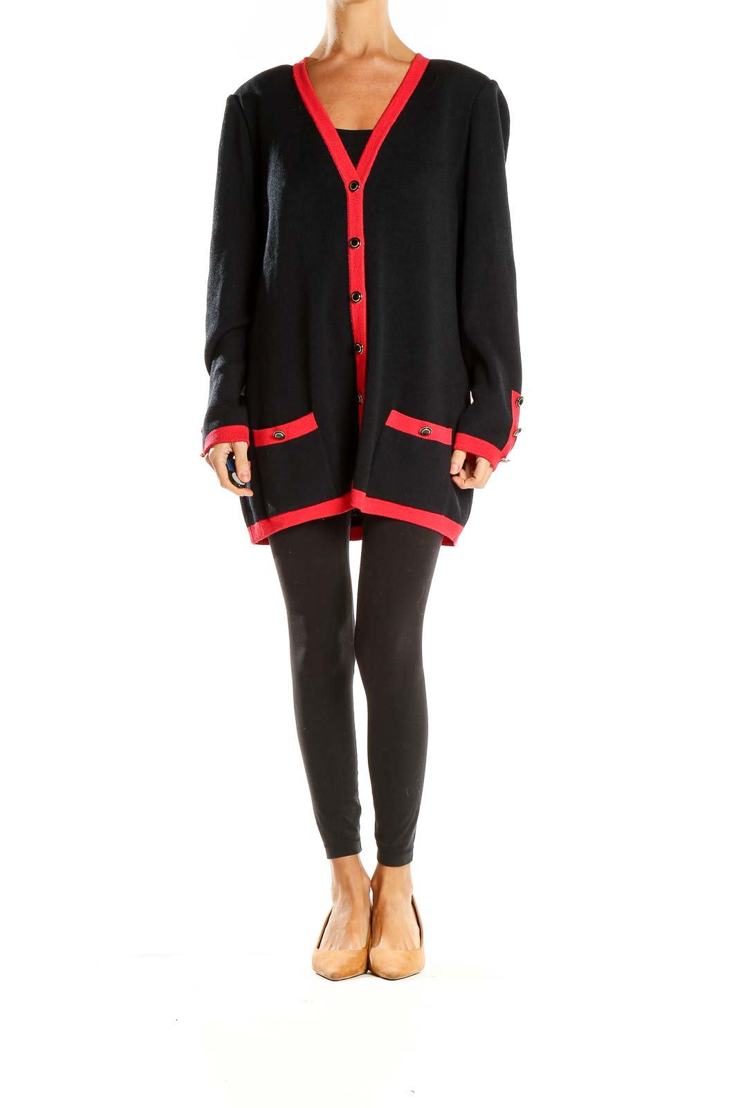 Black Red Trim Vintage Cardigan