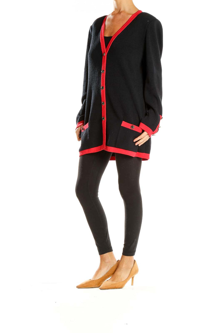 Black Red Trim Vintage Cardigan