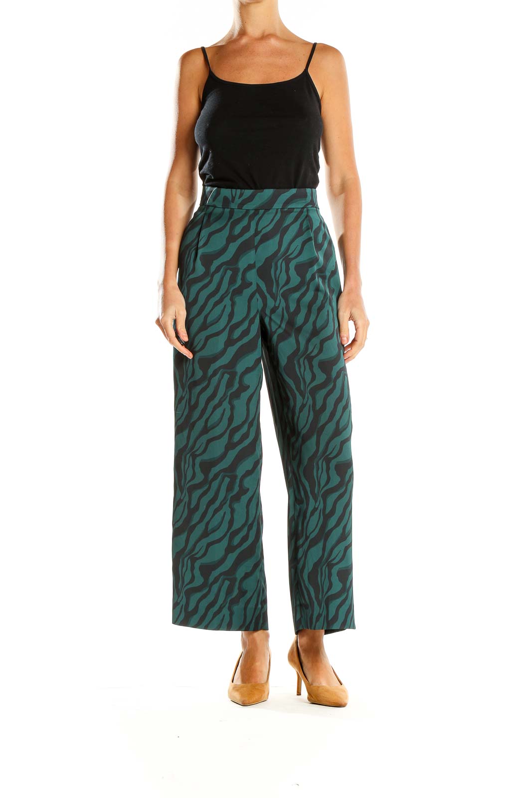 Green Printed Bohemian Palazzo Pants