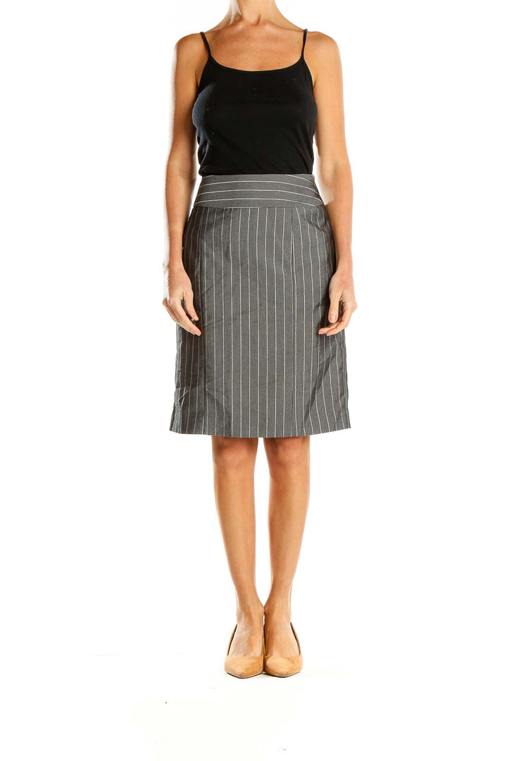 Gray Pinstripe A-Line Skirt