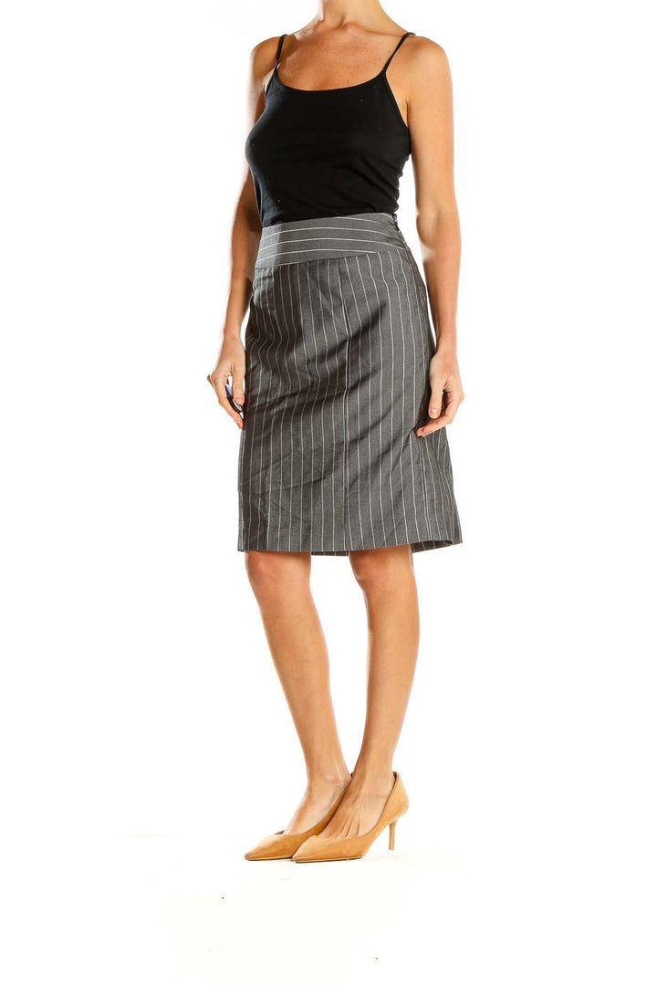 Gray Pinstripe A-Line Skirt