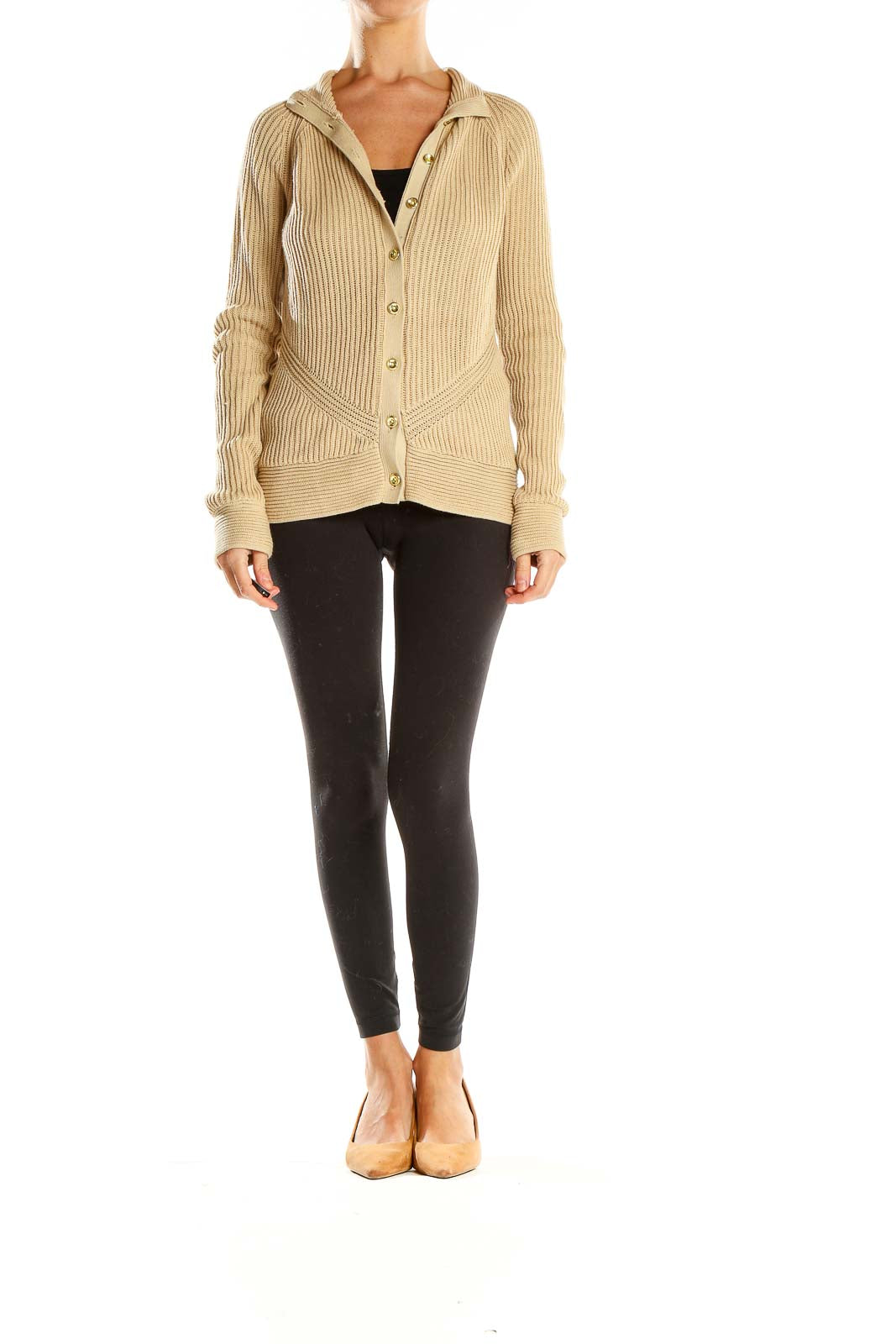 Tan Ribbed Cardigan