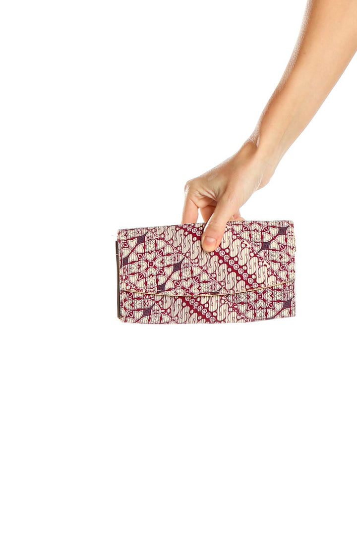 Red Beige Printed Clutch