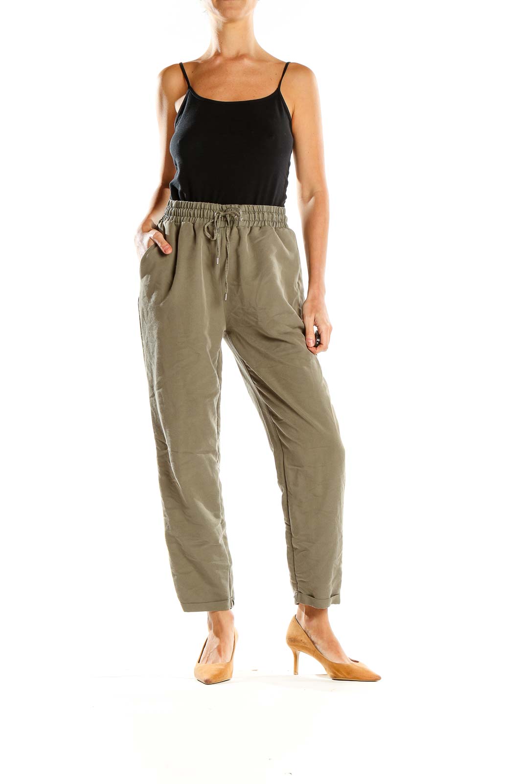 Green Relaxed Casual Pants