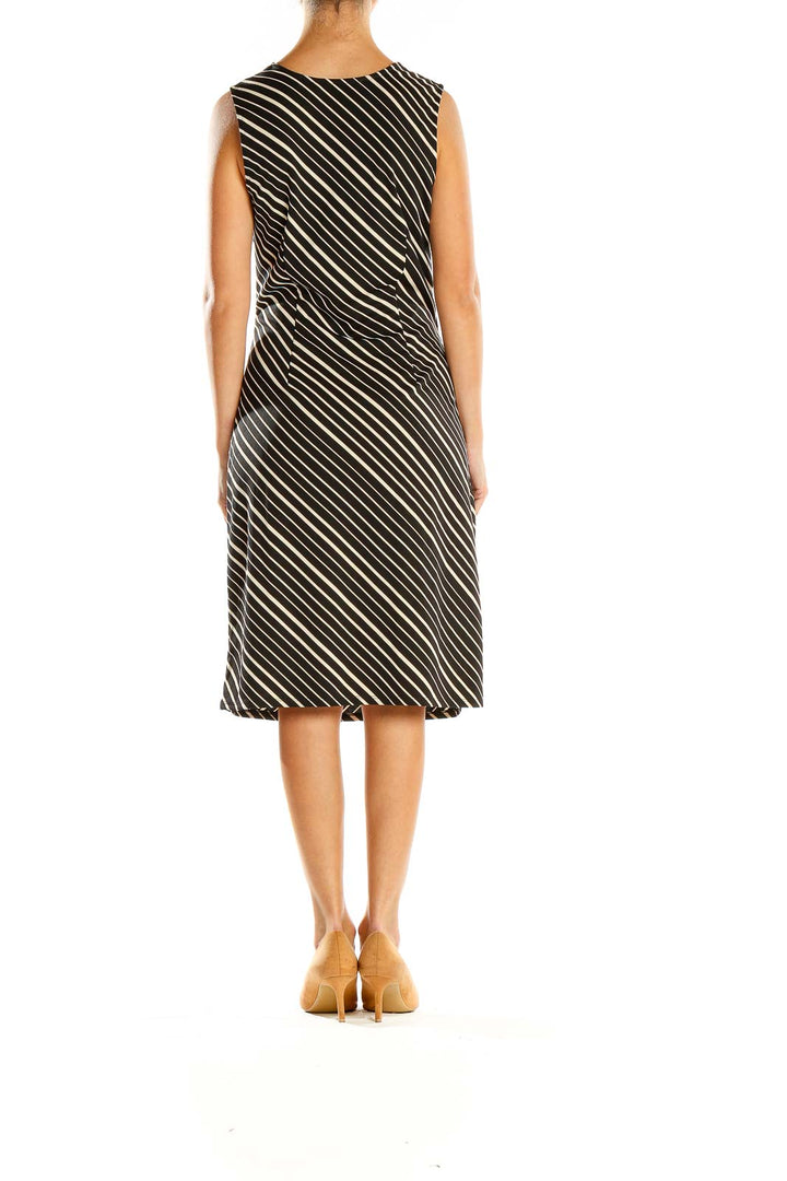 Black Cream Striped Work Dress