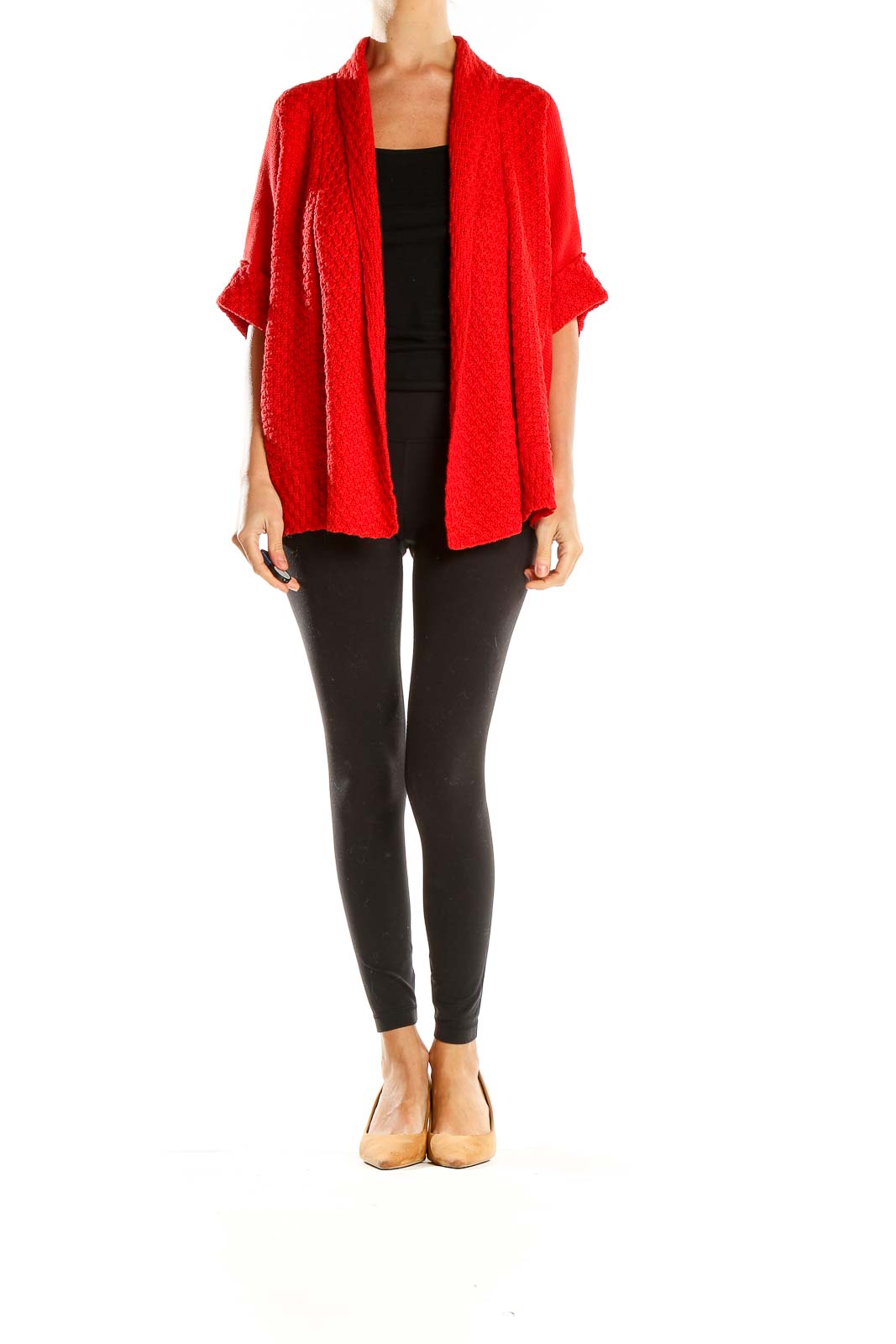 Red Short Sleeve Cardigan