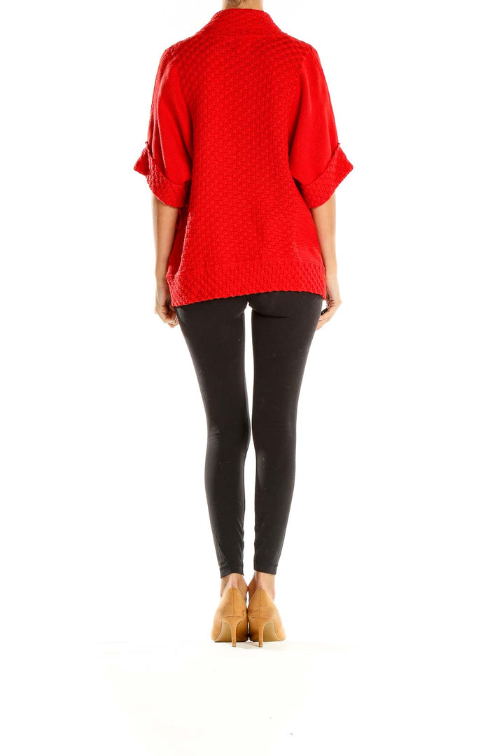 Red Short Sleeve Cardigan