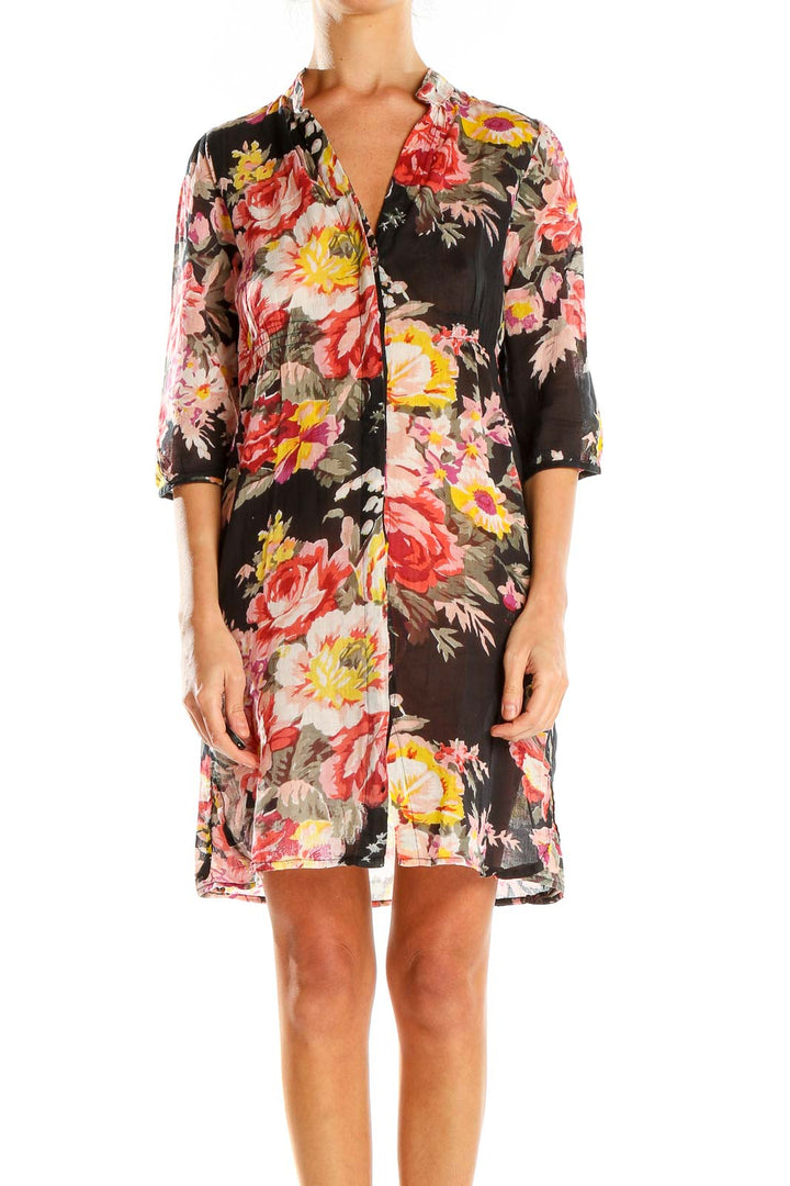 Multicolor Floral Print Shirt Dress