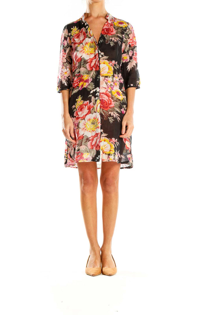 Multicolor Floral Print Shirt Dress