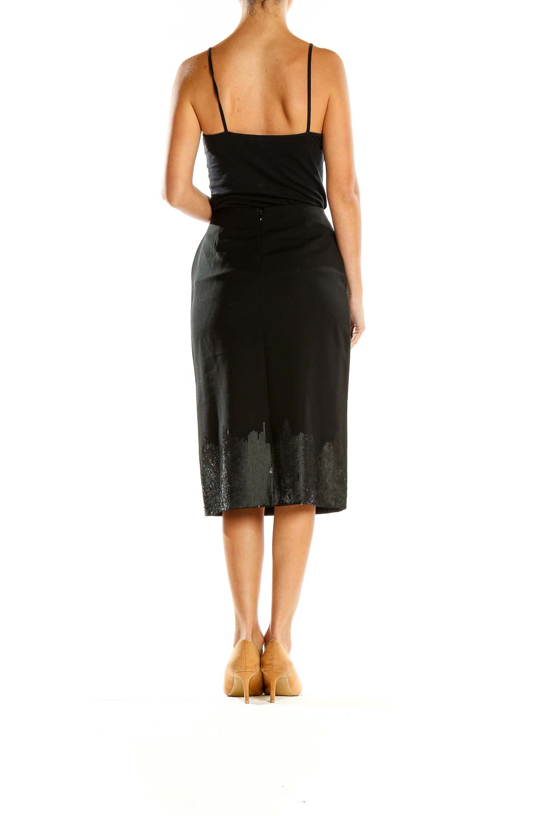 Black Sequin Classic Pencil Skirt