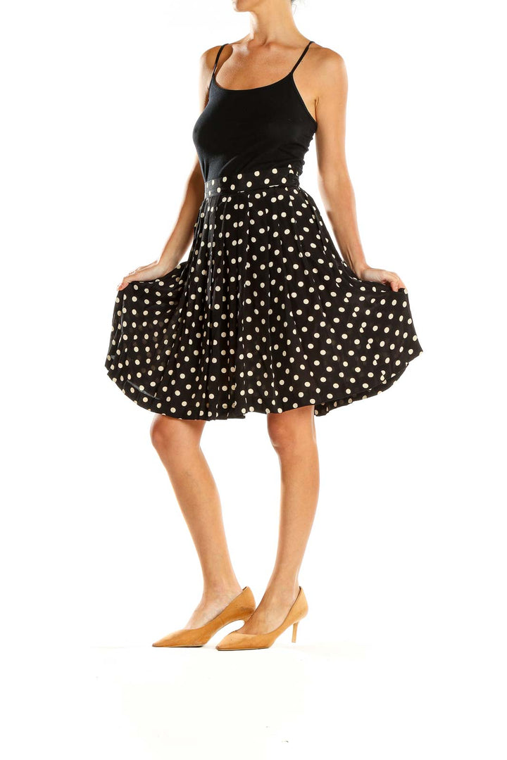 Black Polka Dot Flared Skirt