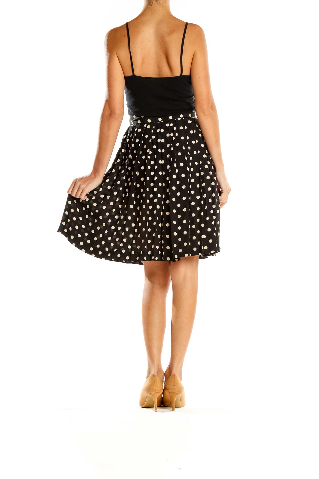 Black Polka Dot Flared Skirt