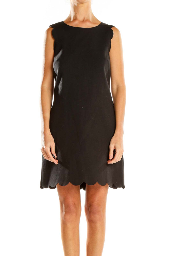 Black Classic Scallop Detail Sheath Dress