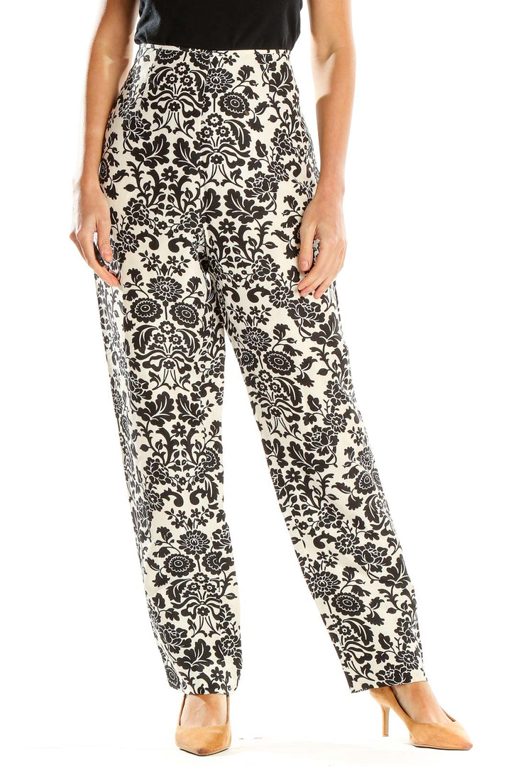 White Black Paisley Trousers