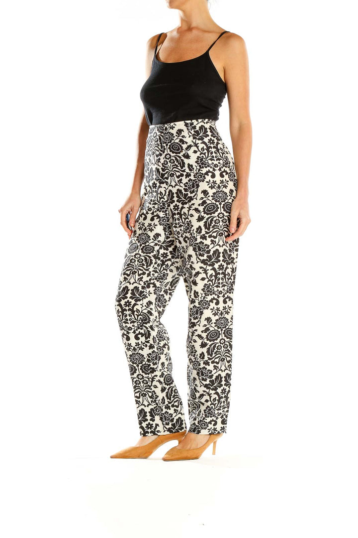 White Black Paisley Trousers