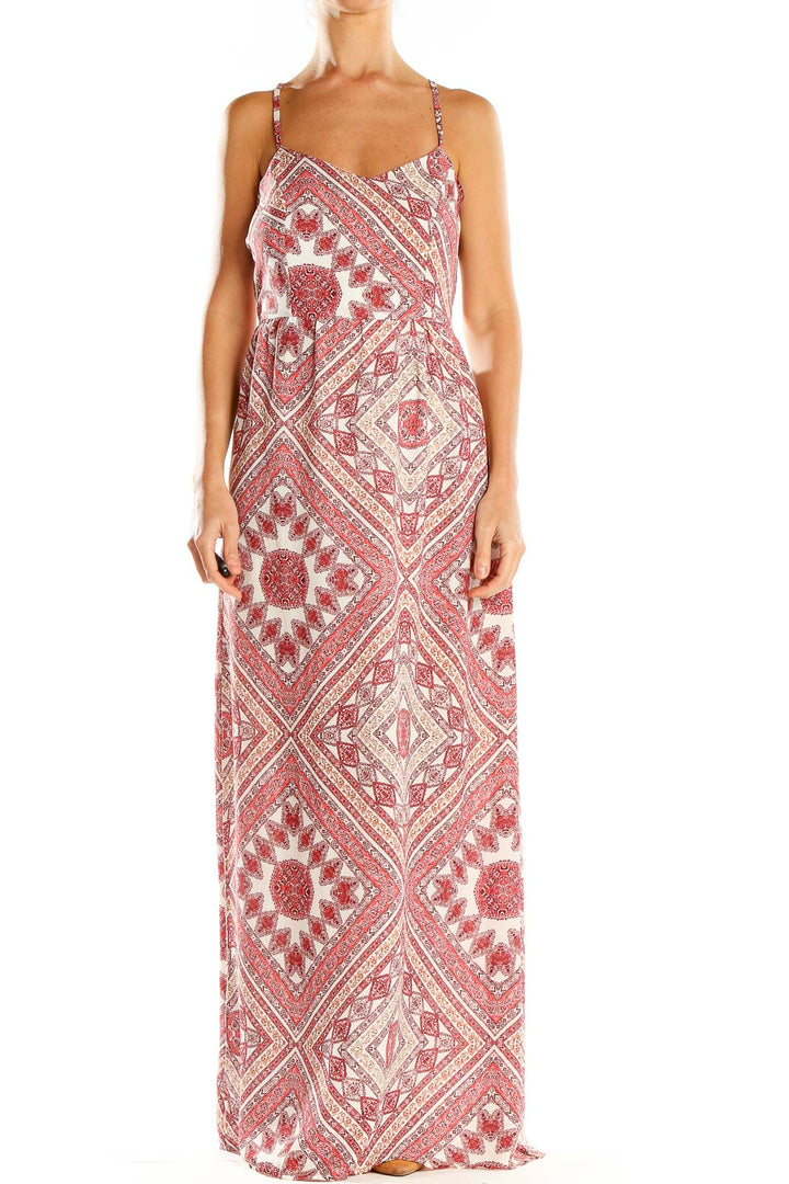 Red Printed Bohemian Column Dress