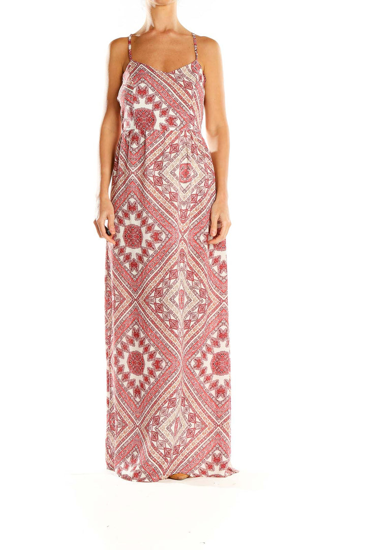 Red Printed Bohemian Column Dress