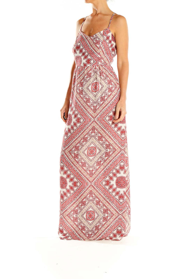 Red Printed Bohemian Column Dress