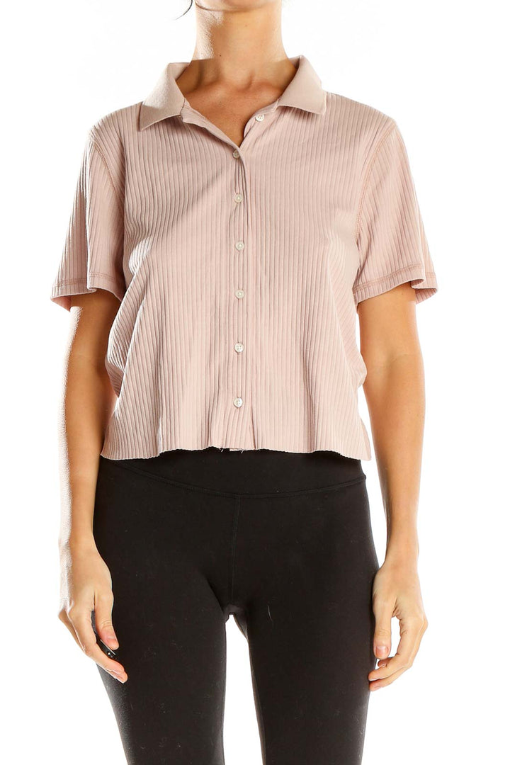 Pink Casual Button Up