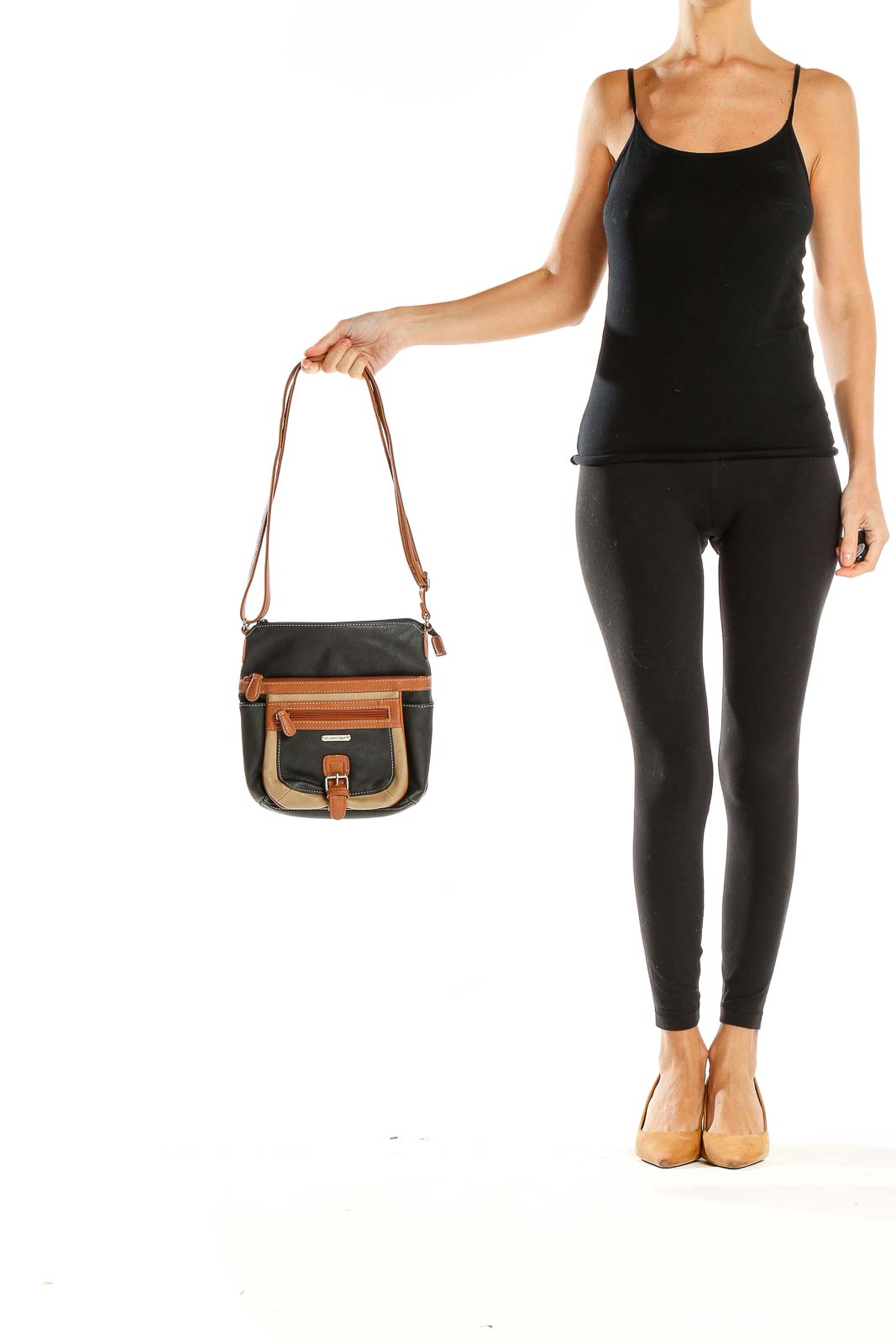 John's Bay Black Tan Colorblock Crossbody Bag Stylish