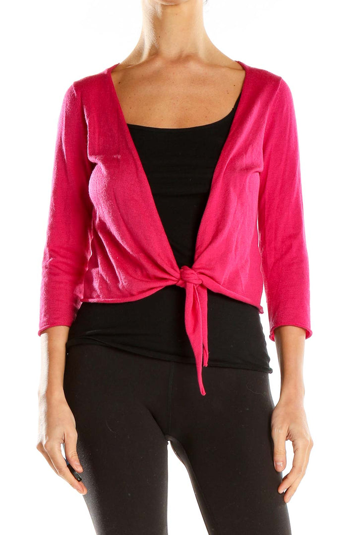 Pink Tie-Front Cardigan