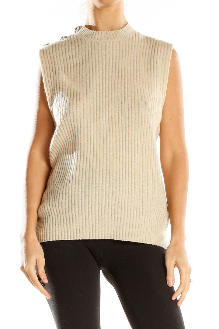 Beige Wool Sweater Vest