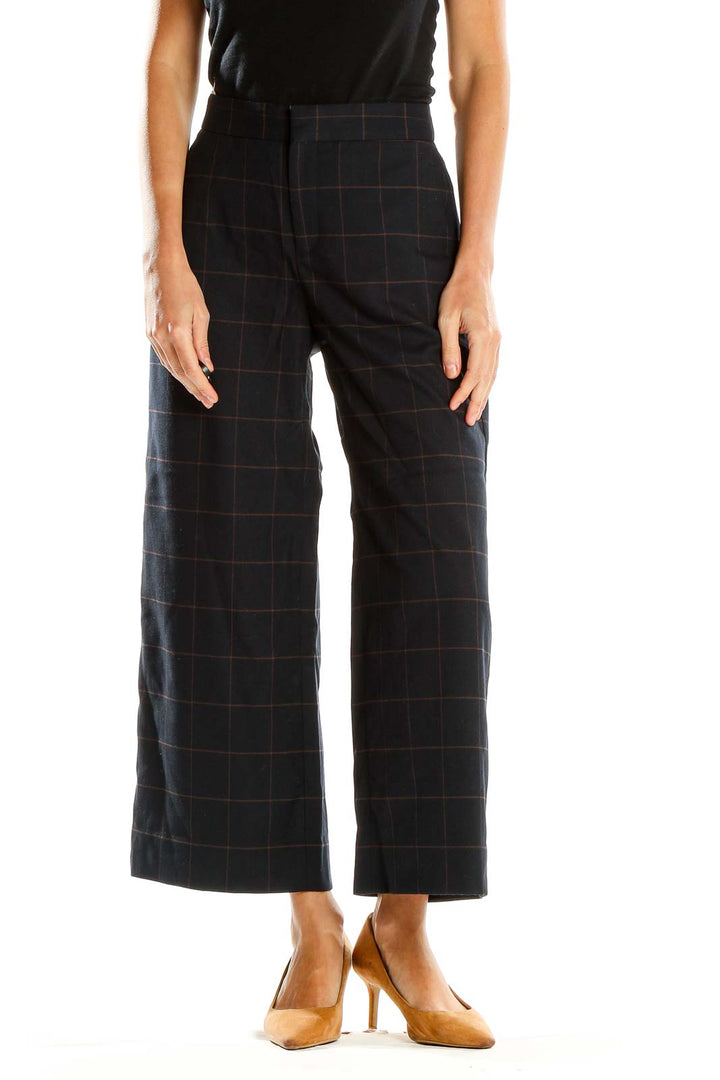 Blue Checkered Culottes Pants