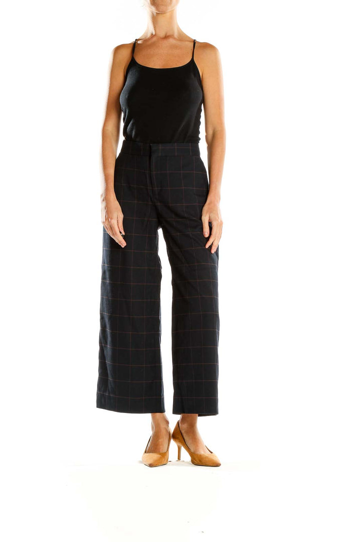 Blue Checkered Culottes Pants