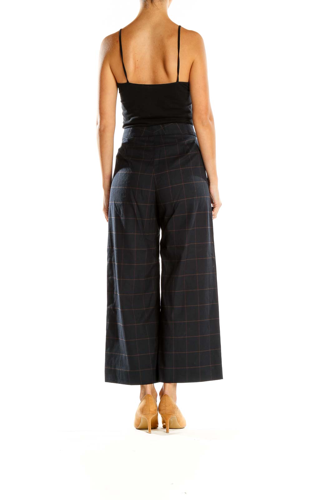 Blue Checkered Culottes Pants