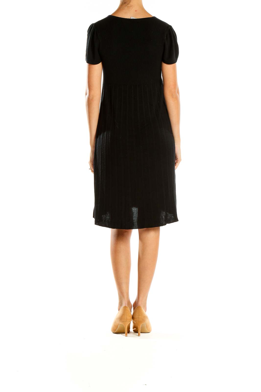 Max Studio Black V-Neck Knit Dress with High-Low Hem SilkRoll Max Studio Black V-Neck Knit Dress with High-Low Hem SilkRoll