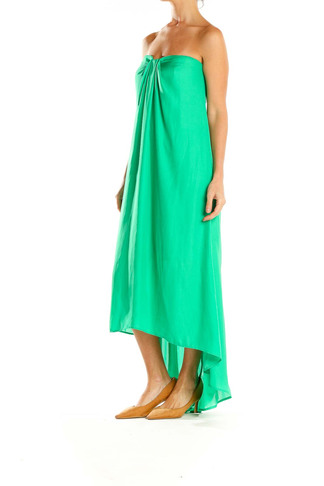 Green Strapless High Low Dress