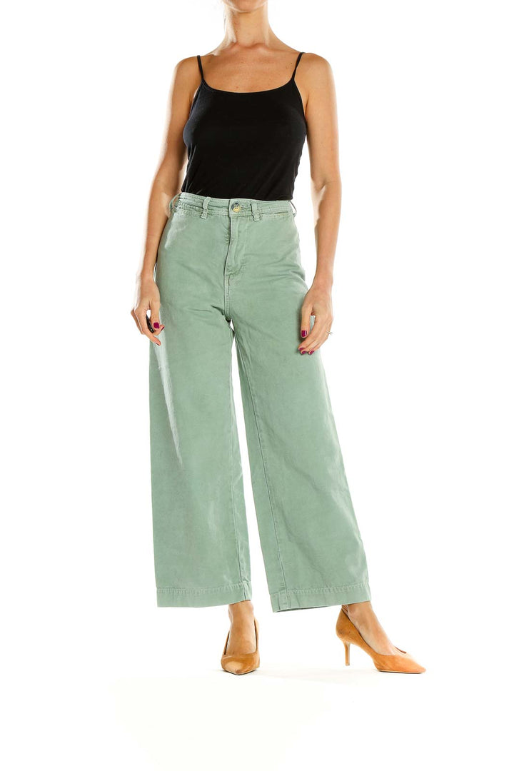 Green High Waisted Wide Leg Jeans