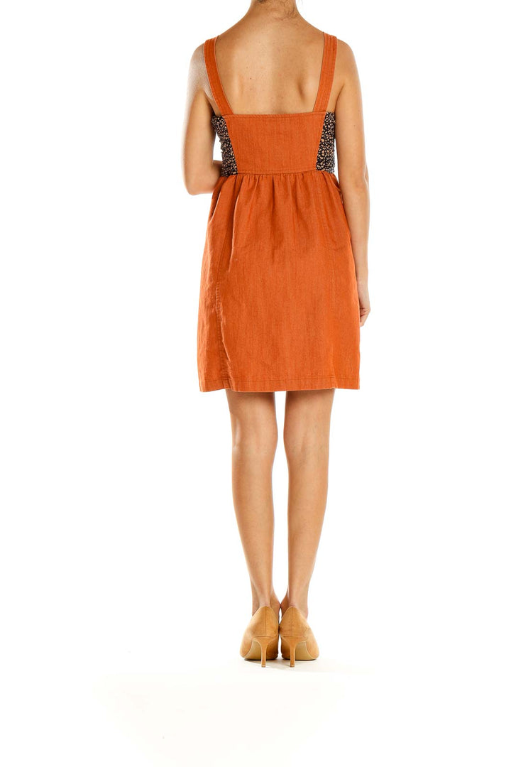 Orange Front-Zip Day Dress