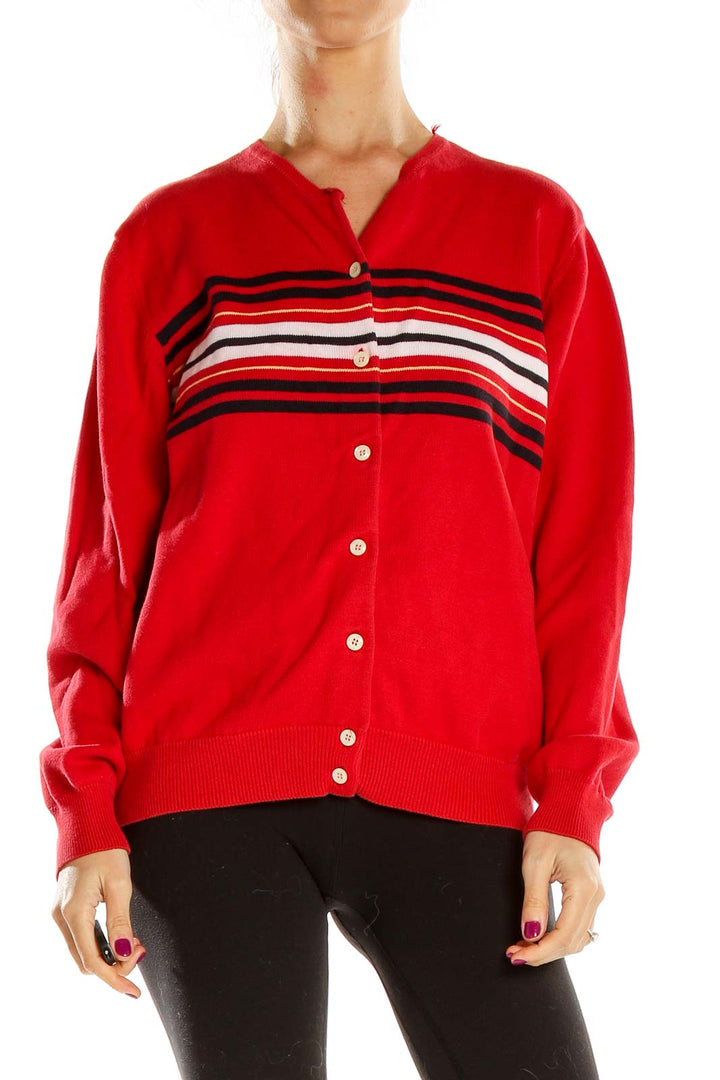 Red Striped Cardigan