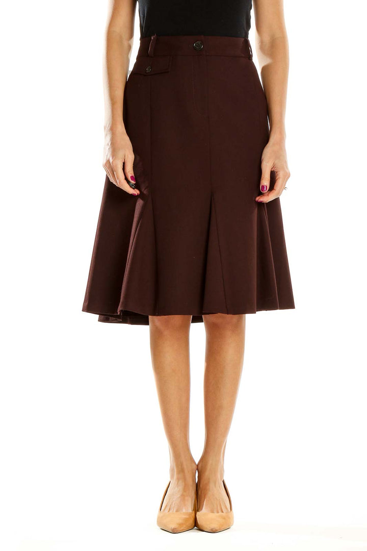 Brown Classic Flared Skirt