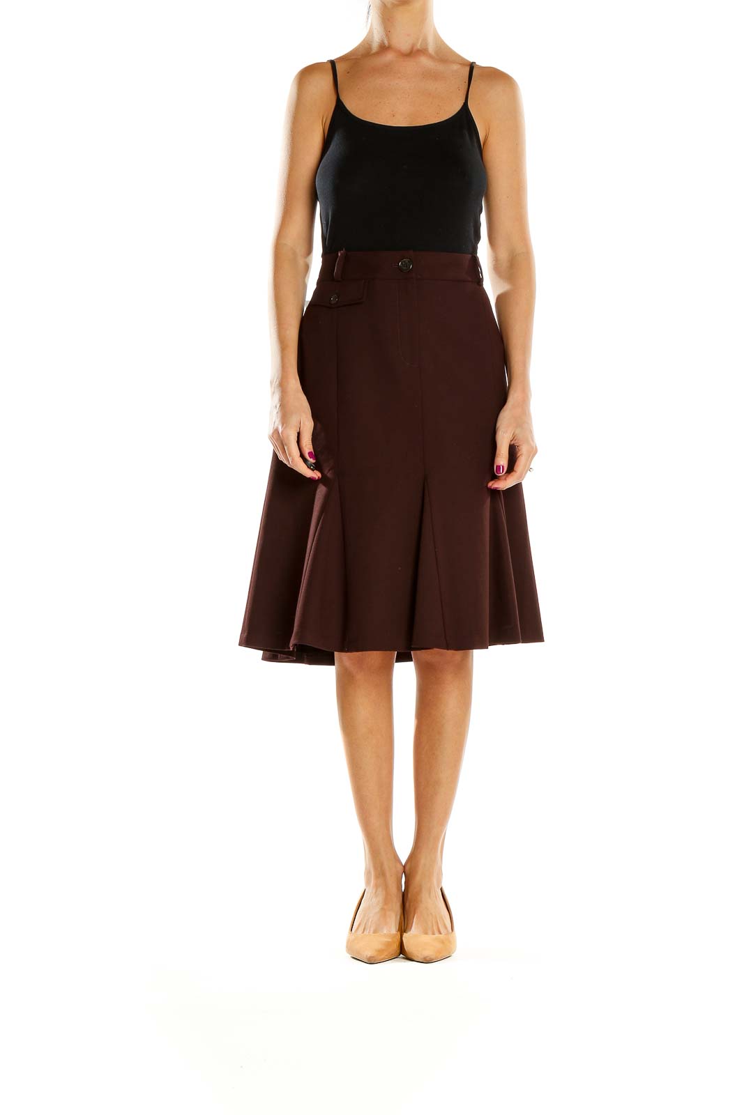 Brown Classic Flared Skirt