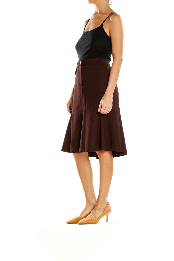 Brown Classic Flared Skirt